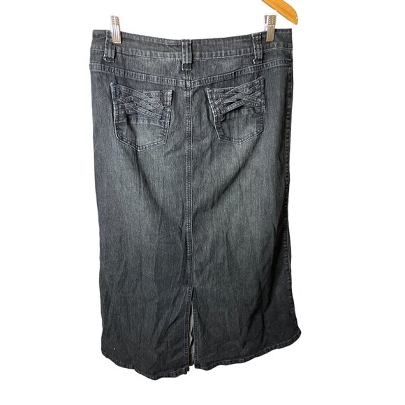 Cato Retro Long Woven Pockets Denim A Line Skirt Sz 10 - Picture 2 of 11